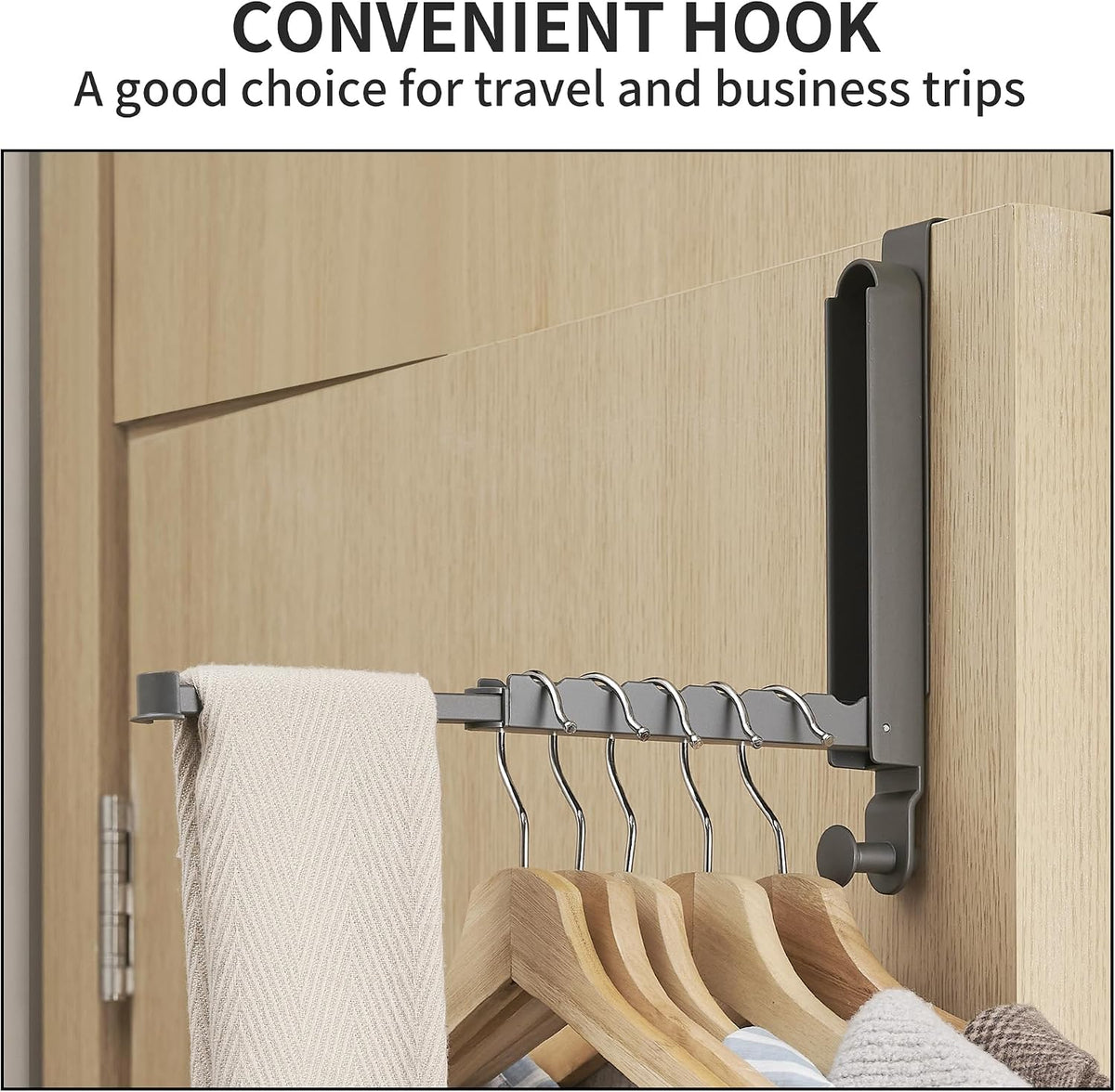 JOOM Over-the-Door Clothes Drying Rack, Foldable Retractable, Gray 1 Pack