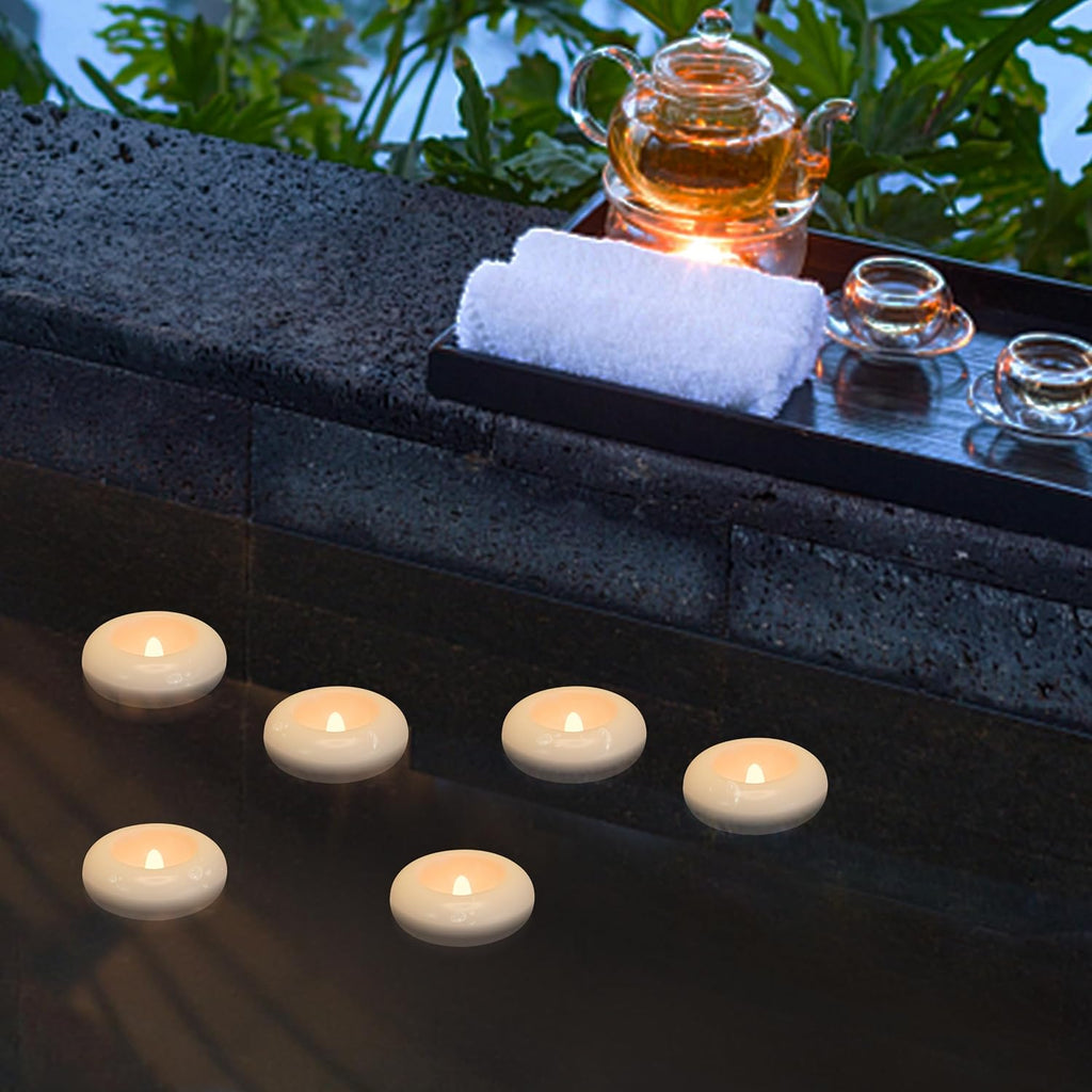 24 LED Floating Candles, 2" Flameless Tealights, 3D Wick Wedding