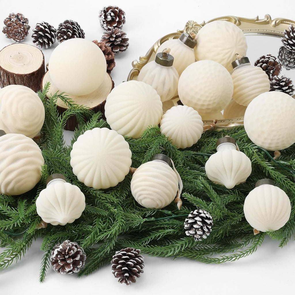 ZenNex Christmas Ornaments,25Pack Velvet Christmas Ball,Xmas Decor Beige
