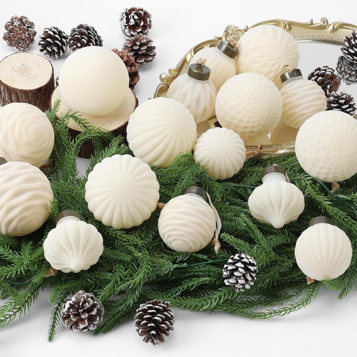 ZenNex Christmas Ornaments,25Pack Velvet Christmas Ball,Xmas Decor Beige