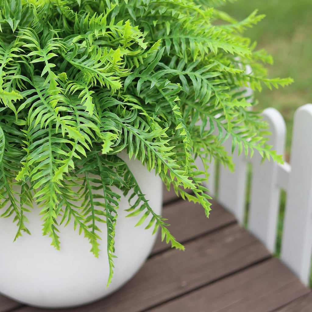 2 Sets Artificial Boston Ferns Topiary Plants for Front Porch Decor(Green)