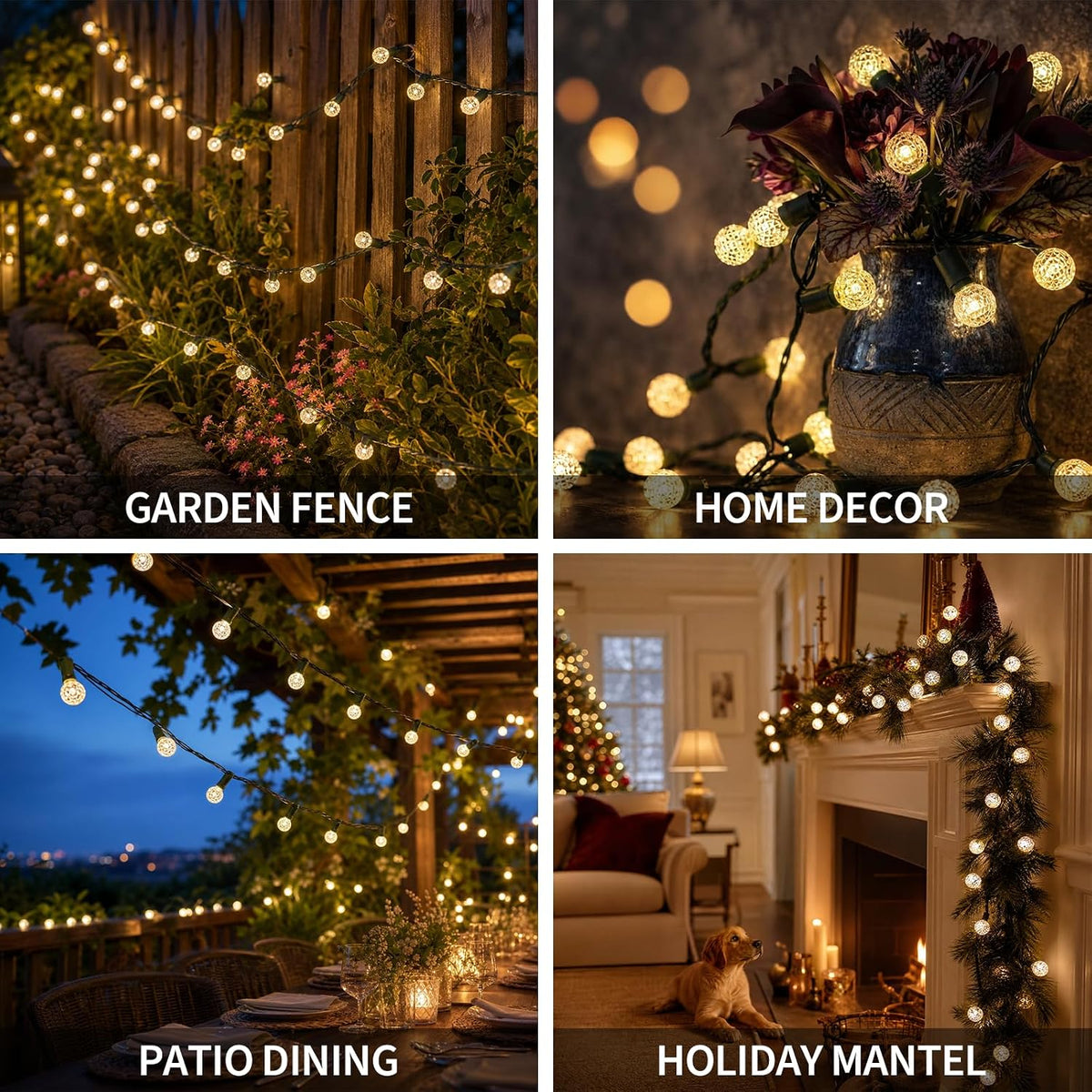 G14 Slow Twinkle Warm White Christmas Globe Lights, 50 LED 16.6ft