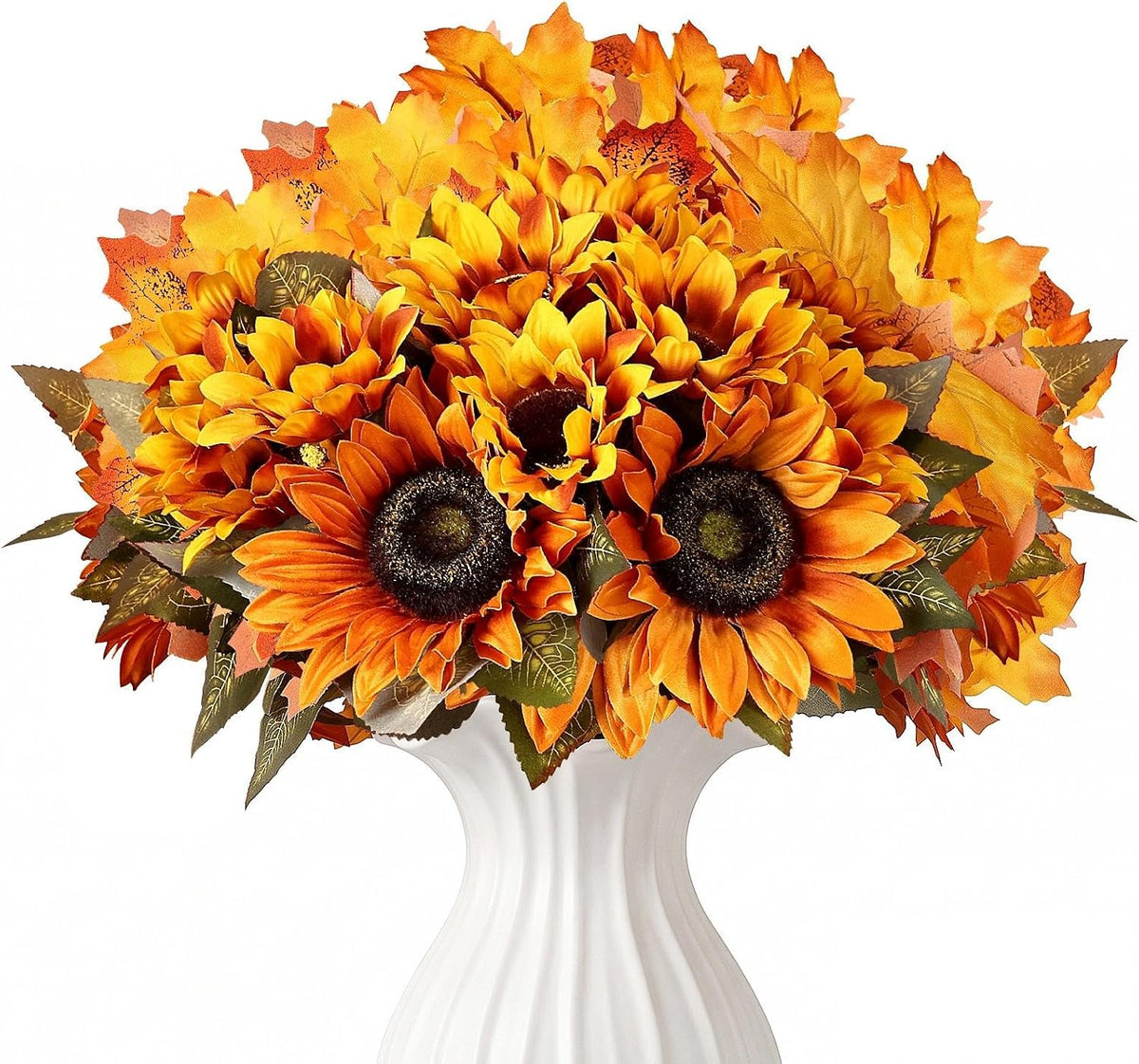 16 Bundles Artificial Fall Flowers with Maples, Fall Orange
