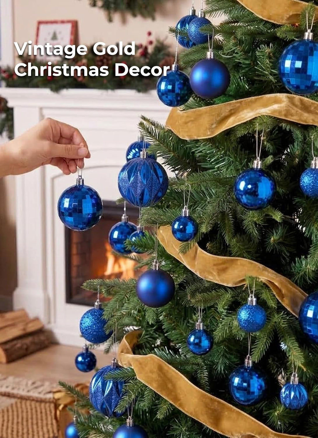 Brightown 36‑Pack Blue Shatterproof Christmas Tree Ball Ornaments Set