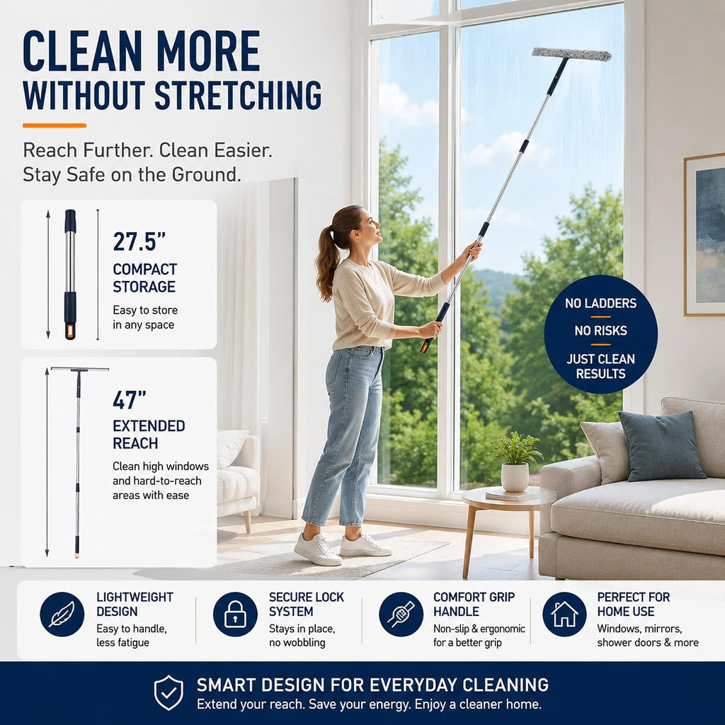 Window Squeegee Kit with Pole and Scrubber, (16" Kit)