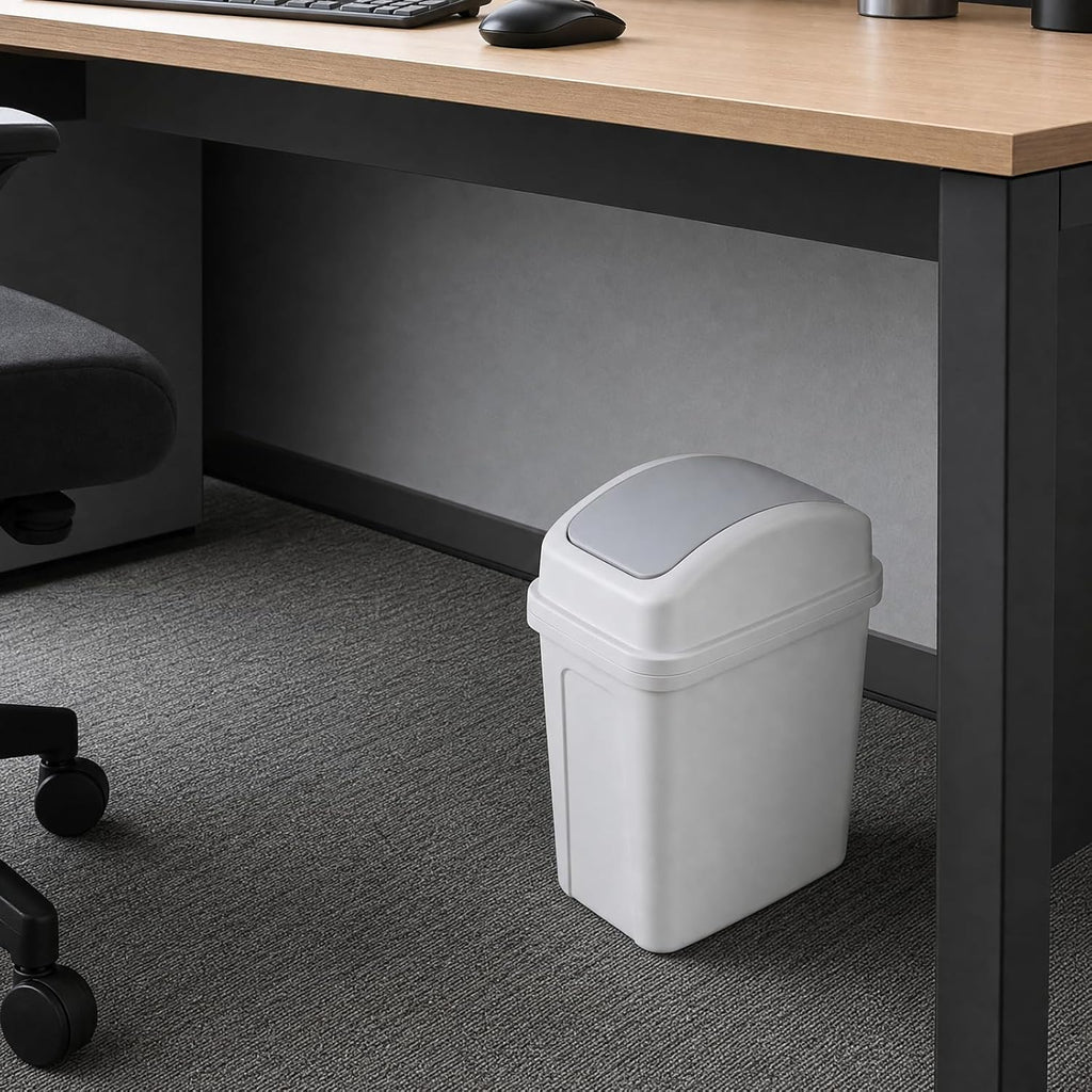 1.8 Gallon Small Swing Lid Waste Bin, Plastic Bathroom Trash Can