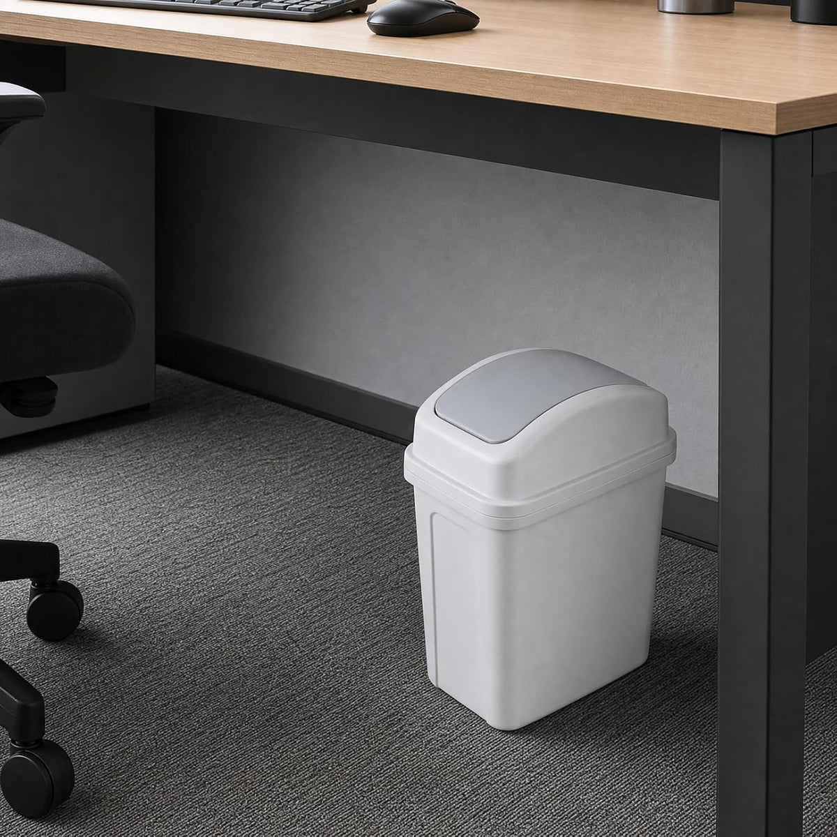 1.8 Gallon Small Swing Lid Waste Bin, Plastic Bathroom Trash Can