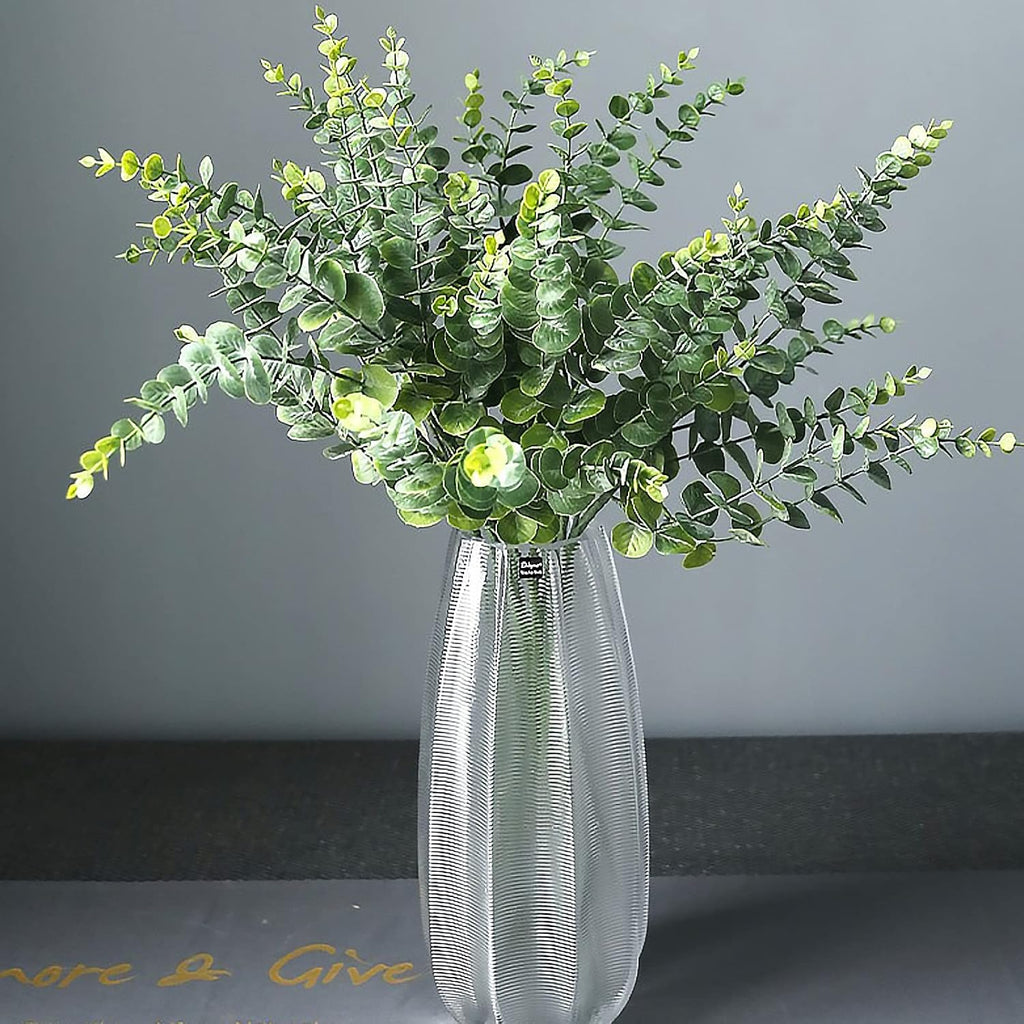 Eucalyptus Stems 12 PCS Artificial Leaves Home Office House Table Decor Wedding Bouquet Ceremony Party Flower Decoration Vase Forever Live Never Fade