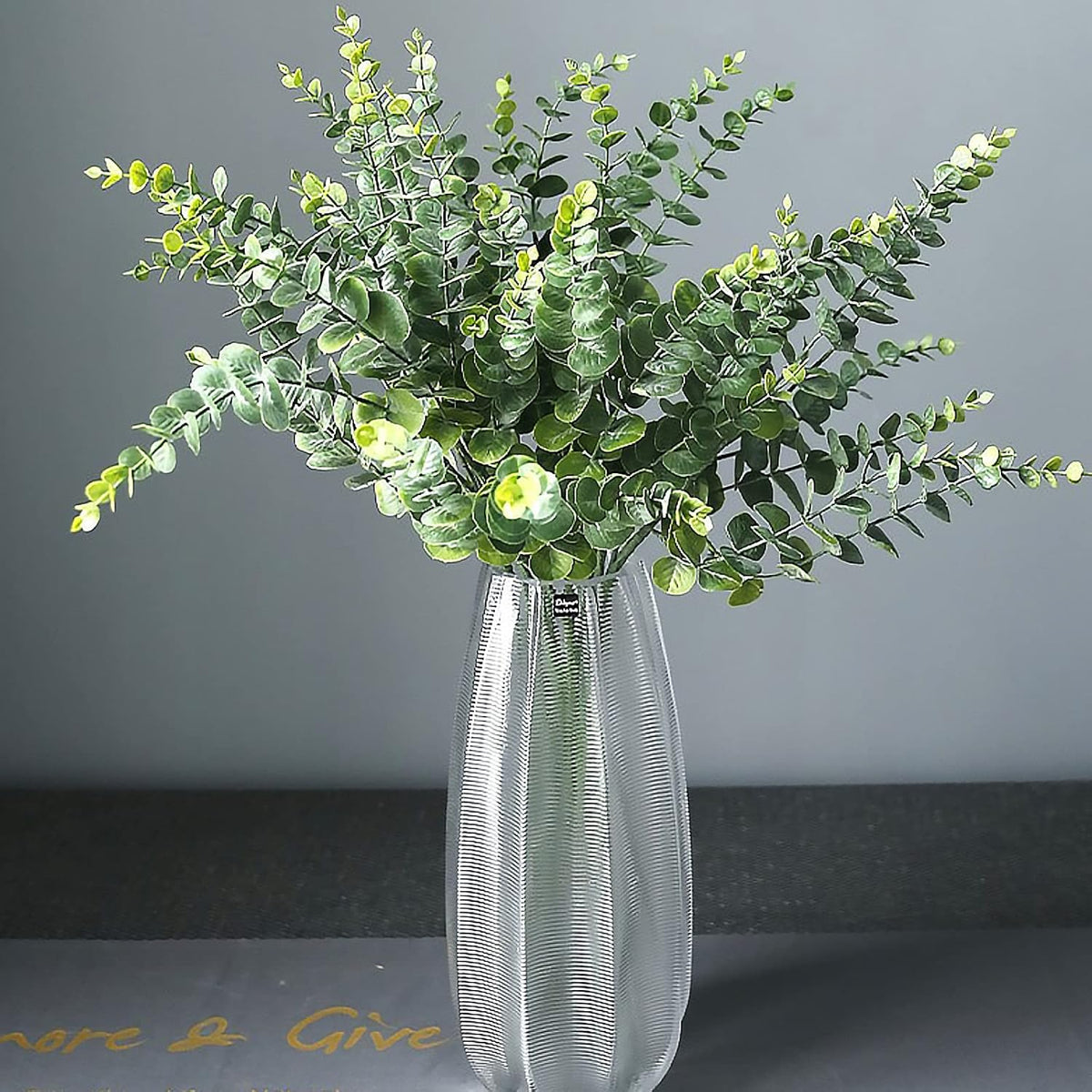 Eucalyptus Stems 12 PCS Artificial Leaves Home Office House Table Decor Wedding Bouquet Ceremony Party Flower Decoration Vase Forever Live Never Fade