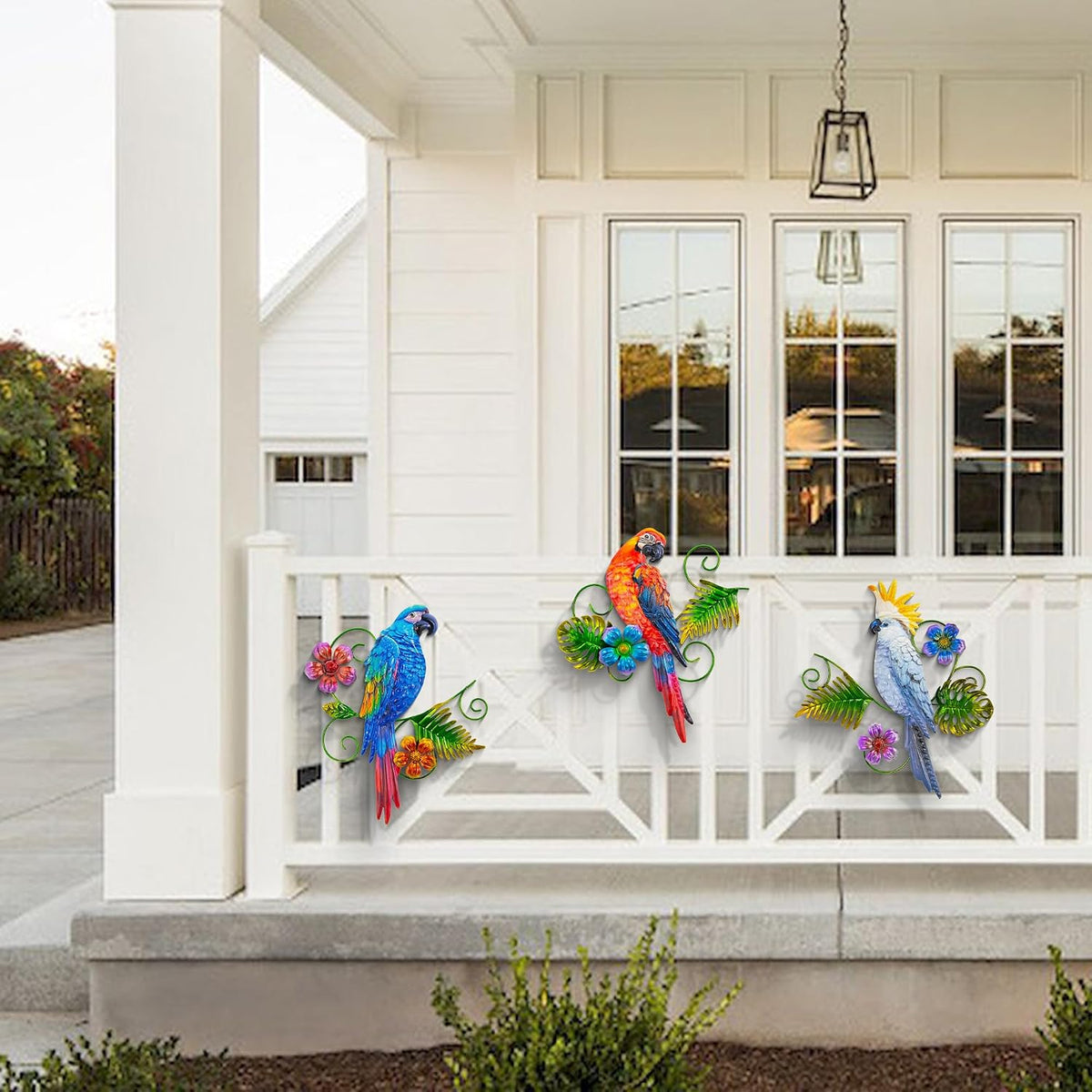 Metal Colorful Parrots Wall Art, 12 Inches Parrot Large Hanging Decorations