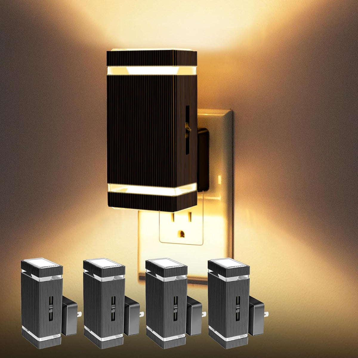 DORESshop Dimmable LED Night Light Plug in [4 Pack], Plug in Night-Light