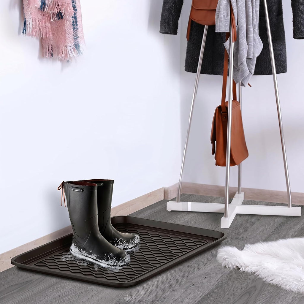 Stalwart Indoor Outdoor Boot Tray, Black, 23.75x15.75, 2-Pack