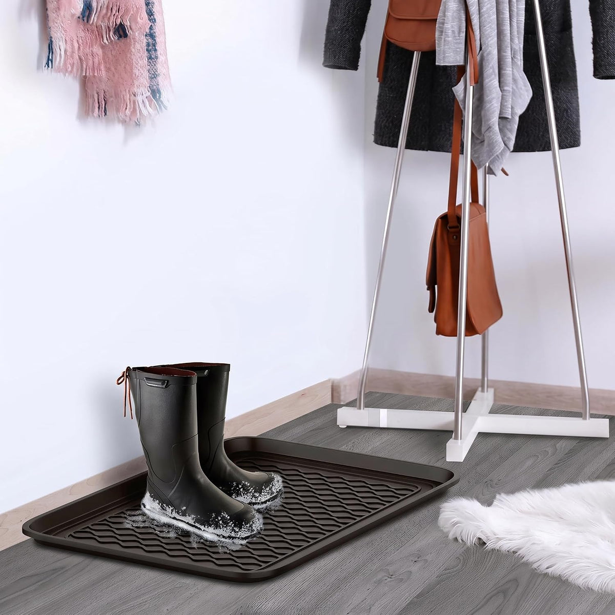 Stalwart Indoor Outdoor Boot Tray, Black, 23.75x15.75, 2-Pack