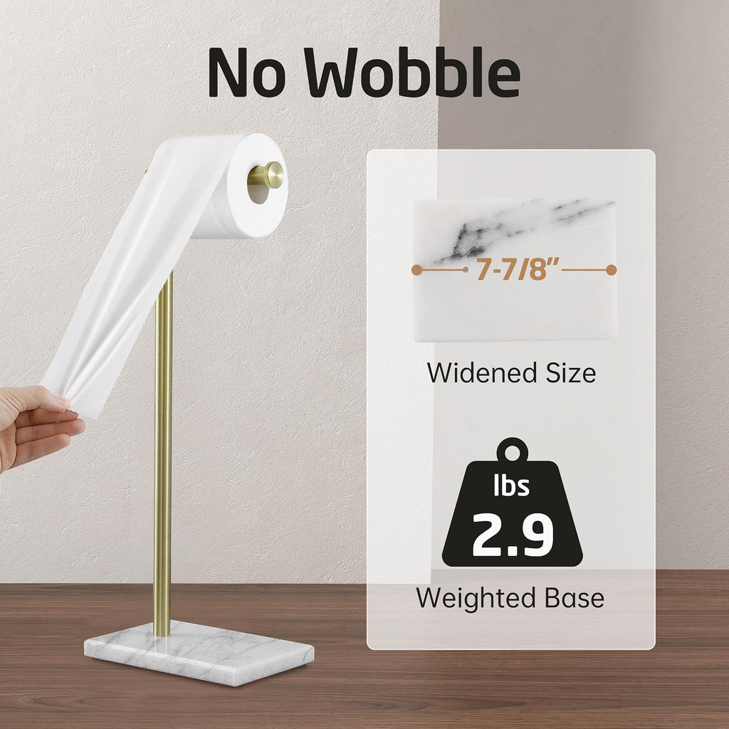 KES Freestanding Toilet Paper Holder, Brushed Gold, Marble Base, SUS304