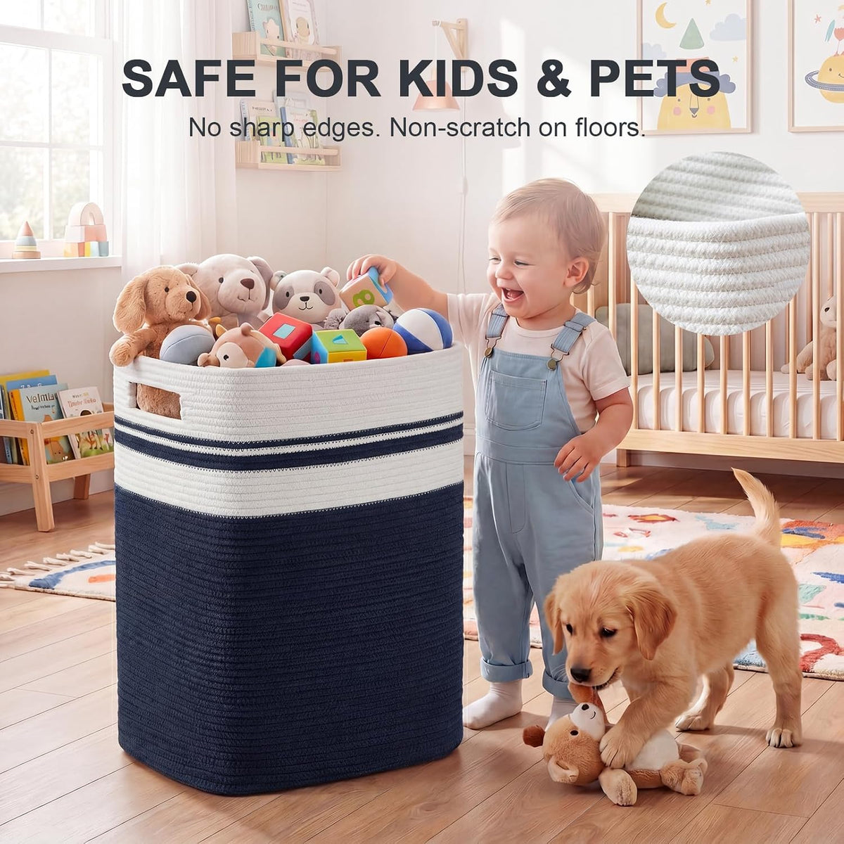 OIAHOMY Laundry Hamper Collapsible Laundry Basket Clothes Organizer Blue