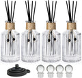 Reed Diffuser Bottle Glass Diffuser Bottles 8oz/250ml Set of 4 Empty Essential Oil Clear Decorative Bottle with Stoppers and Reed Sticks Bulk Reusable Perfume Jar