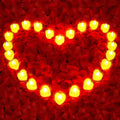 1000Pcs Red Rose Petals with 24 LED Heart Fake Rose Petals and Candles Set