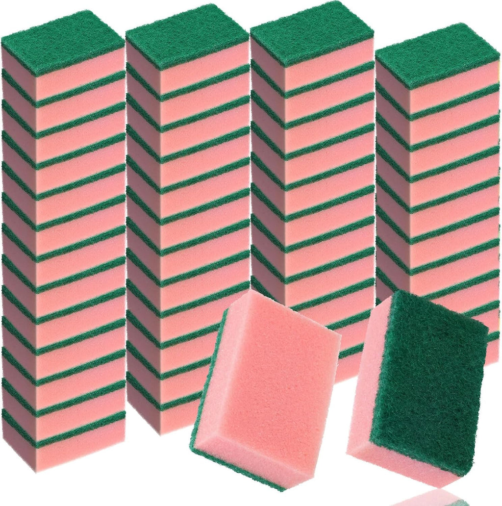 Patelai 100 Pcs 100 Pcs Heavy Duty Sponges Bulk Dish Sponges, Pink