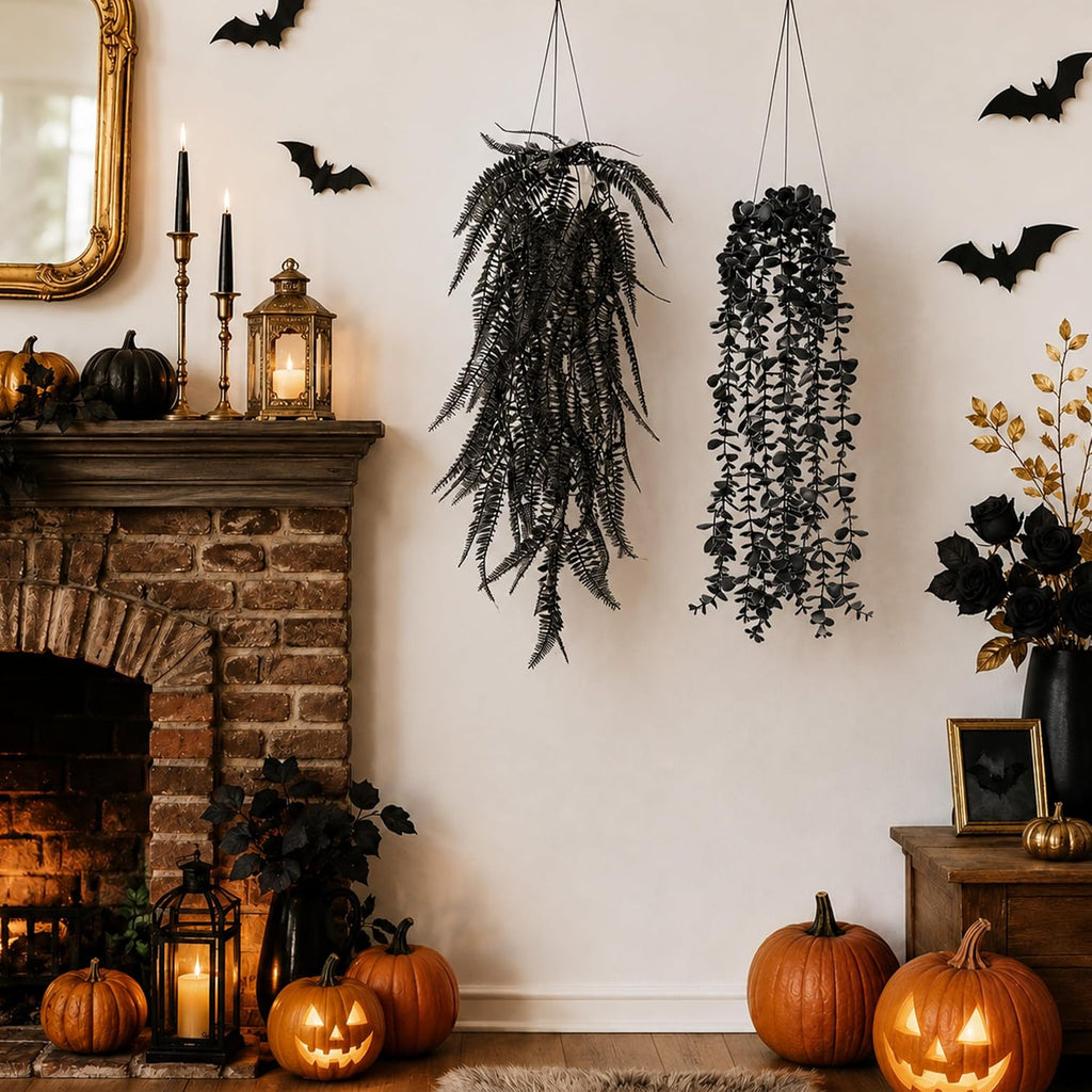 Der Rose 4 Pcs Fake Gothic Plants for Halloween Bathroom Decor Indoor