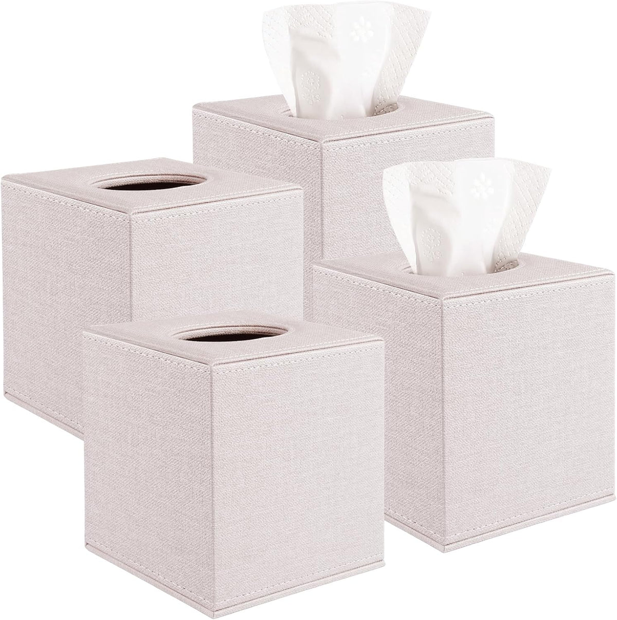 4 Pack Square Tissue Box Cover with Magnetic Bottom Tissue Box Holder