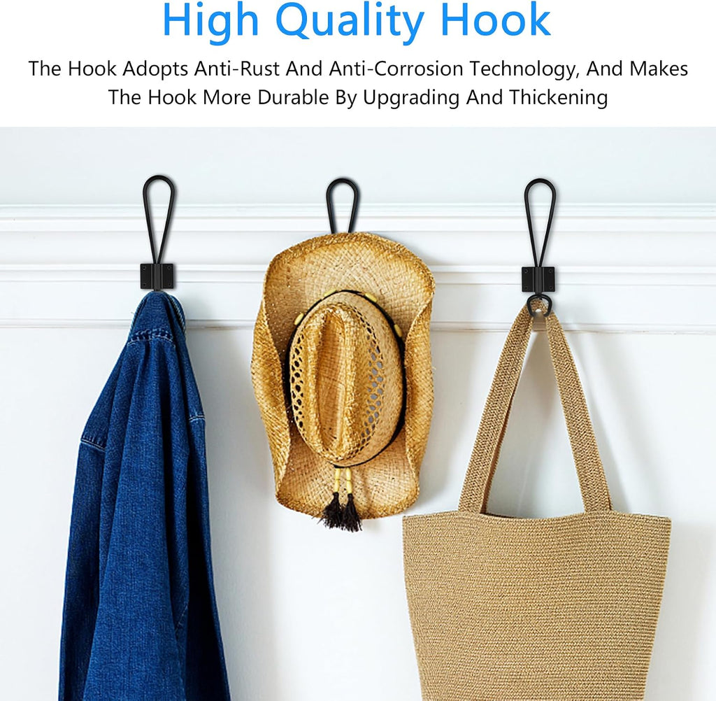 Hajoyful Rustic Entryway Hooks-16 Pack Farmhouse Hooks with Metal Screws Included, Black Decorative Wall Mounted Rustic Coat Hooks Rack, Double Vintage Organizer Hanging Wire Hook Clothes Hanger