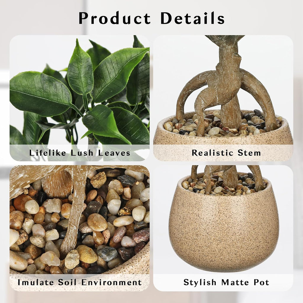 Artificial Bonsai Tree Fake Small Ficus Plant with Ceramic Pot Indoor Plant