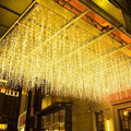 LED Icicle Christmas Lights, 16.4FT 216 LEDs Fairy Extendable Curtain 8 Modes Dangling Twinkle Novelty Hanging String Lights for Ceiling Garden Party Decorations, Warm White 5M