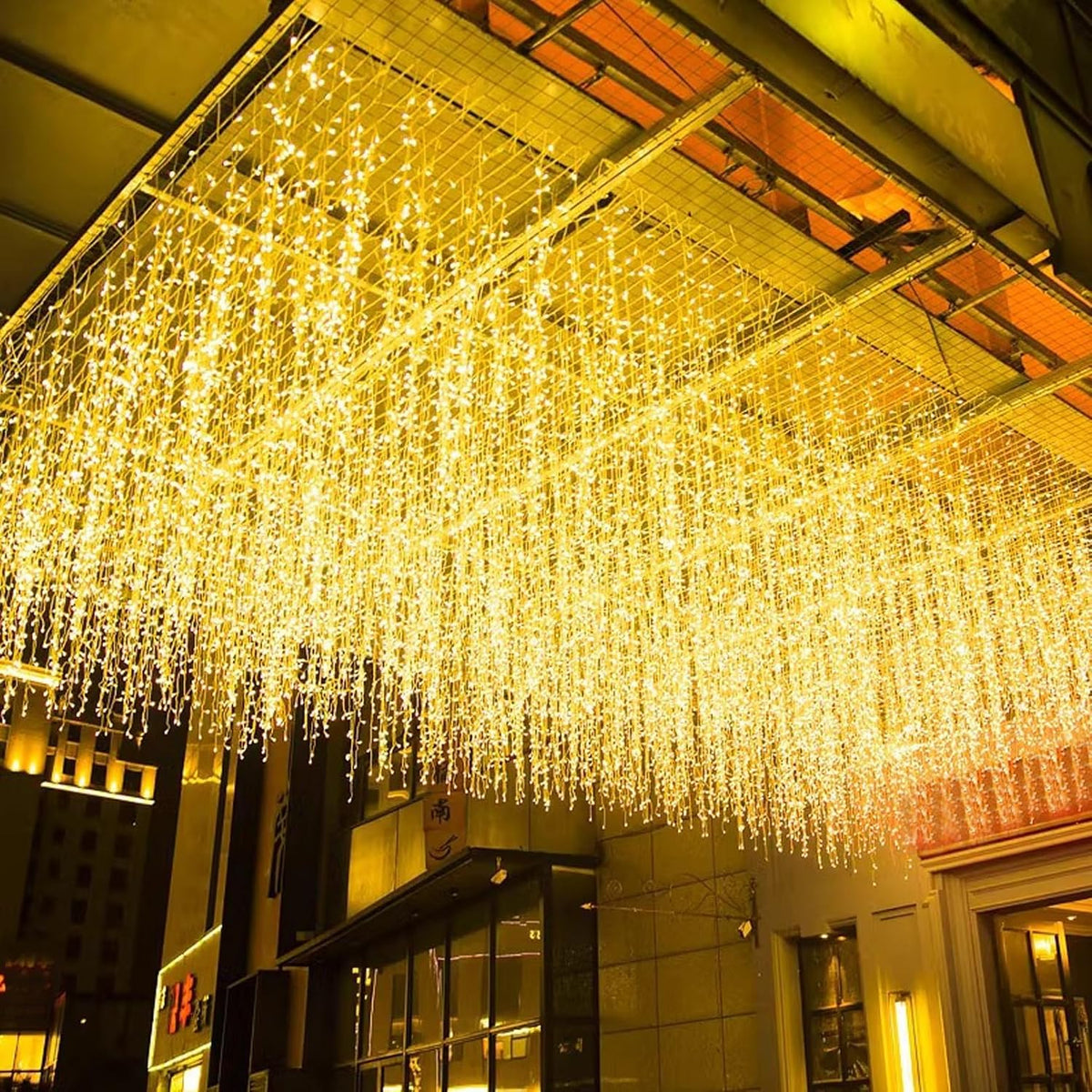 LED Icicle Christmas Lights, 16.4FT 216 LEDs Fairy Extendable Curtain 8 Modes Dangling Twinkle Novelty Hanging String Lights for Ceiling Garden Party Decorations, Warm White 5M