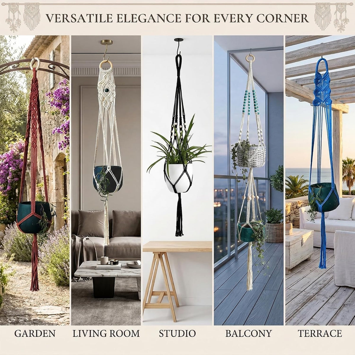 8-Pack Boho Plant Hanger, Macrame Pot Holder,Hanging Planter/Indoor/Balcony/Window Decoration Length 39" (Not Pot and Plant Included)