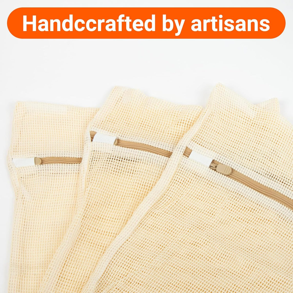 6 Pack 100% Cotton Mesh Laundry Bags for Delicates, Durable Mesh Wash Bags, Sturdy Zipper Laundry Bag for Underwear, Clothes, Shoes, Socks, (3 Large, 3 Medium)