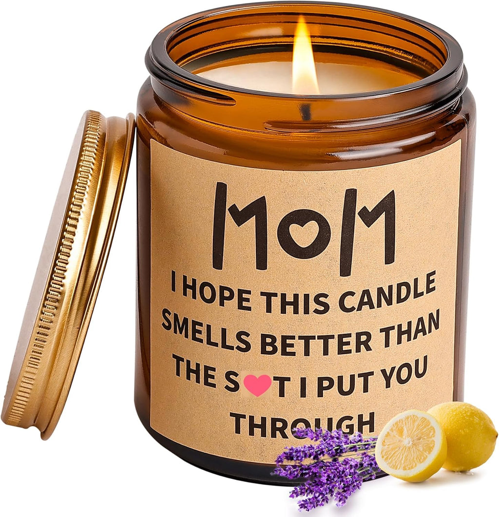 Best Birthday Christmas Gifts for Mom from Daughter and Son, Funny Mom Birthday Gifts, Mom Christmas Gifts, Lavender Soy Scented Candles for Home Scented Black