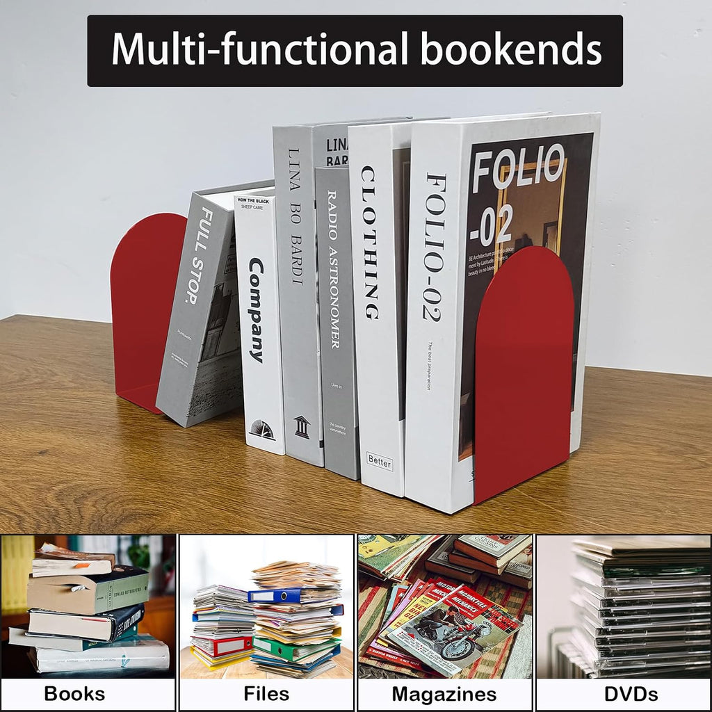 MerryNine Book Ends for Shelves, Metal Bookends for Shelves, 4 Pair