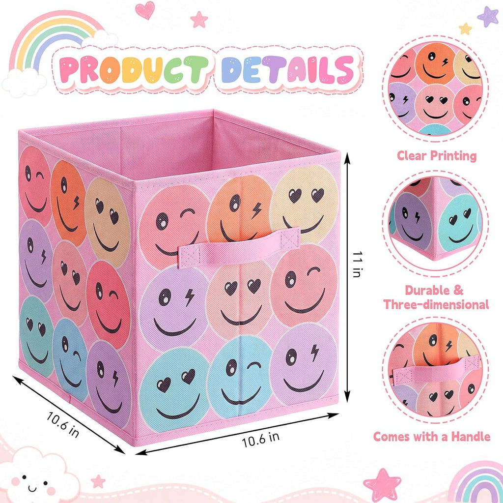 Reallnaive 6 Pcs 11 Inch Pastel Fabric Book Bins Classroom Storage Cubes