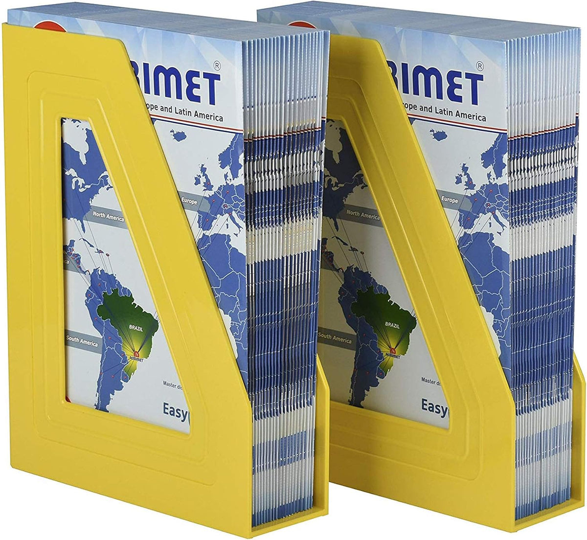 Acrimet Magazine File Holder, Vertical Desk Organizer, Yellow, 2 Pack
