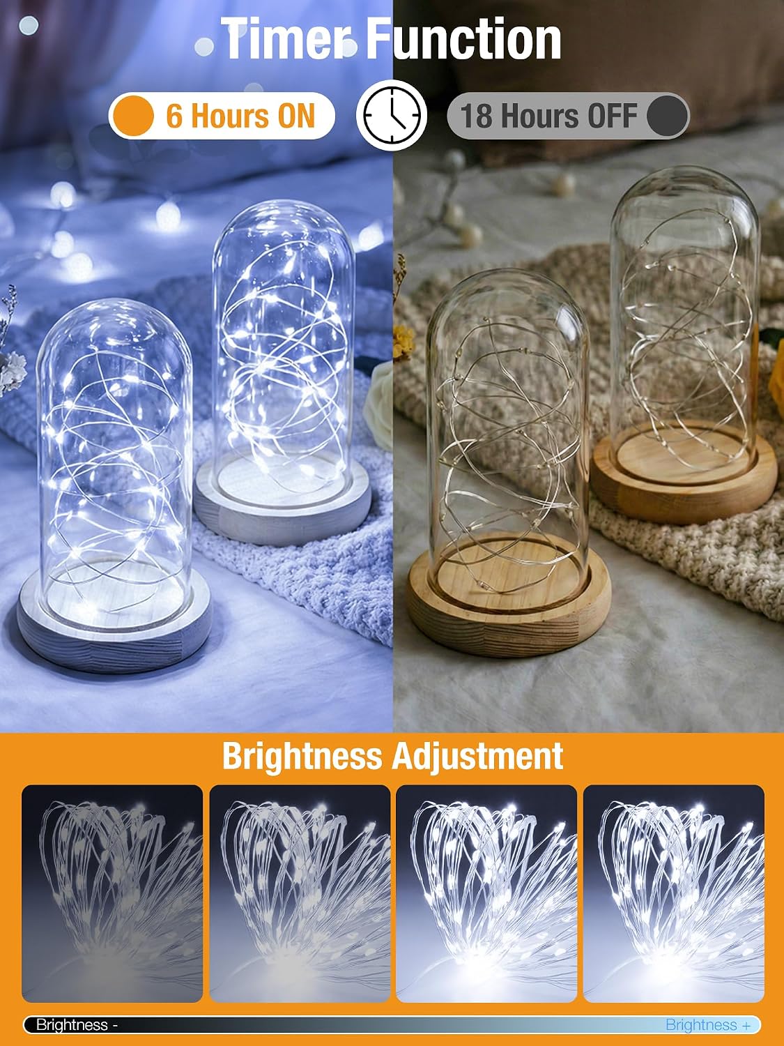 btfarm 4 Pack Fairy Lights Battery Operated, 16FT 50 LED Twinkle Lights