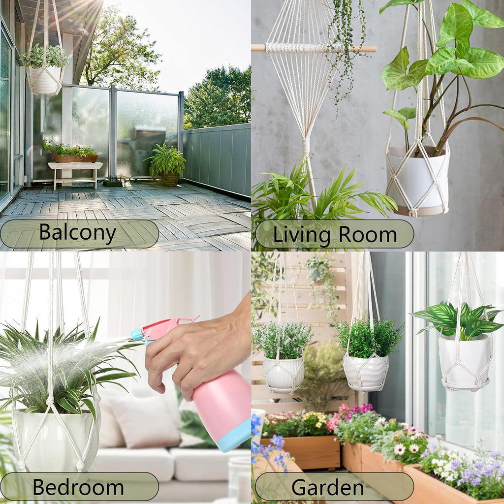 Macrame Plant Hanger 5 Pack Hanging Planters for Indoor Plants for Window,Ceiling Crochet Handmade Hanging Plant Holder Planter Hanging Baskets for Boho Home Decor Set
