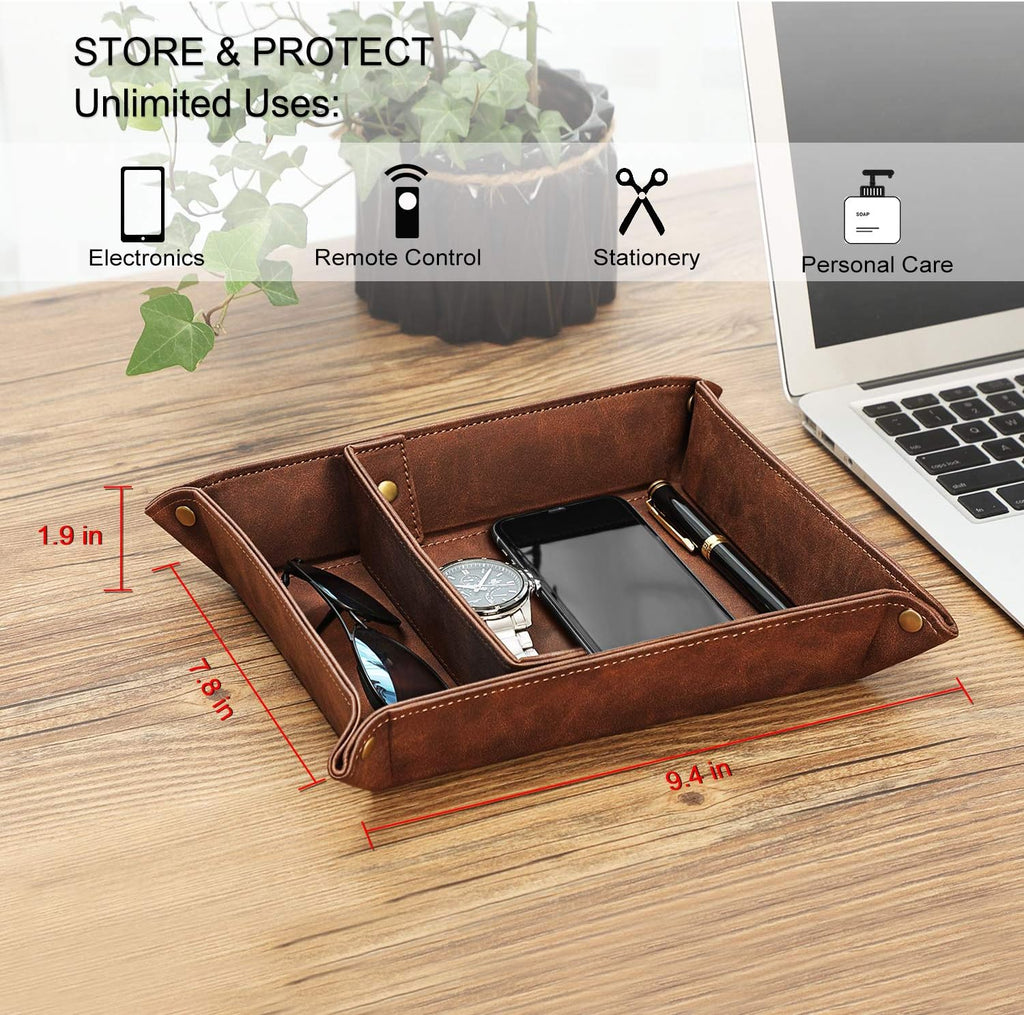SITHON Valet Tray Desktop Storage Organizer with 2 Compartments