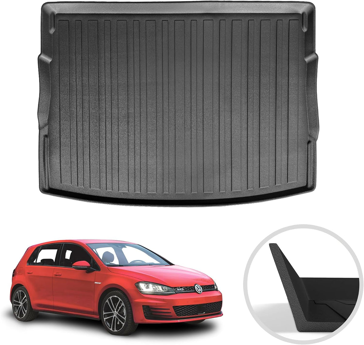 Premium Cargo Liner for VW Golf 2006-2014 - 100% Protection - Custom Fit Car Trunk Mat - Easy-to-Wash & All-Season Black Cargo Mat - 3D Shaped Laser Measured Trunk Liners for Volkswagen Golf