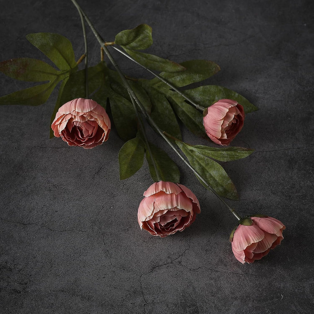 6 Pcs 27" Faux Silk Peony Artificial Flowers Stems for Vase (Dusty Pink)