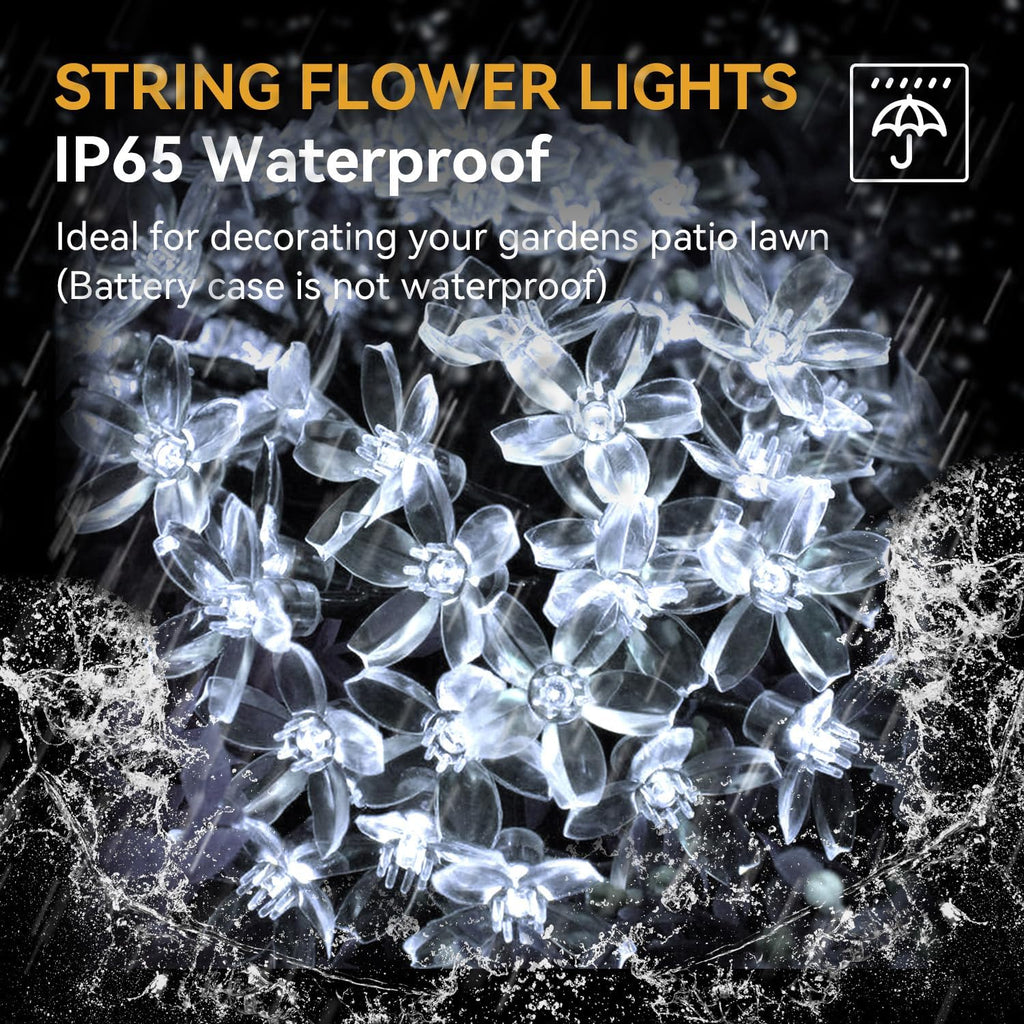 LIGHTOP Flower Fairy Light Battery Operated Indoor String Lights 30LED Cherry Blossom Lights Waterproof Decoration for Camping,Garden Fence,Birthday,Wedding Party,Bedroom （Cool White）