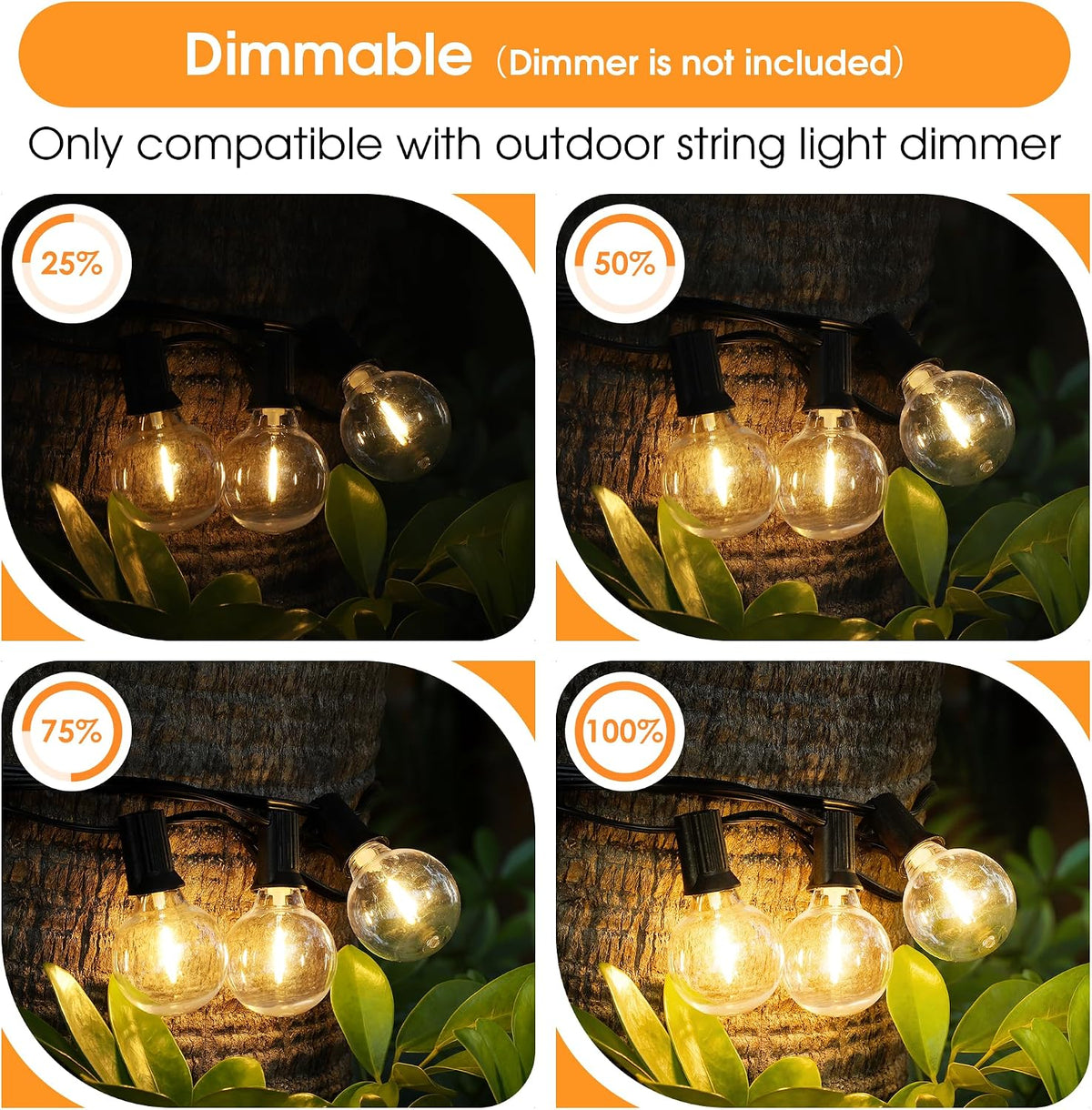 Mlambert 75 Pack G40 LED Replacement String Light Bulbs, E12 Base, 1W,2700K