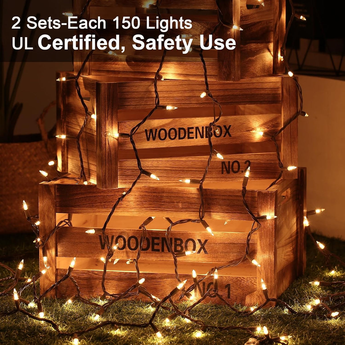 BrizLabs Christmas Lights, 300 Count Warm White Incandescent Light 69.6 ft