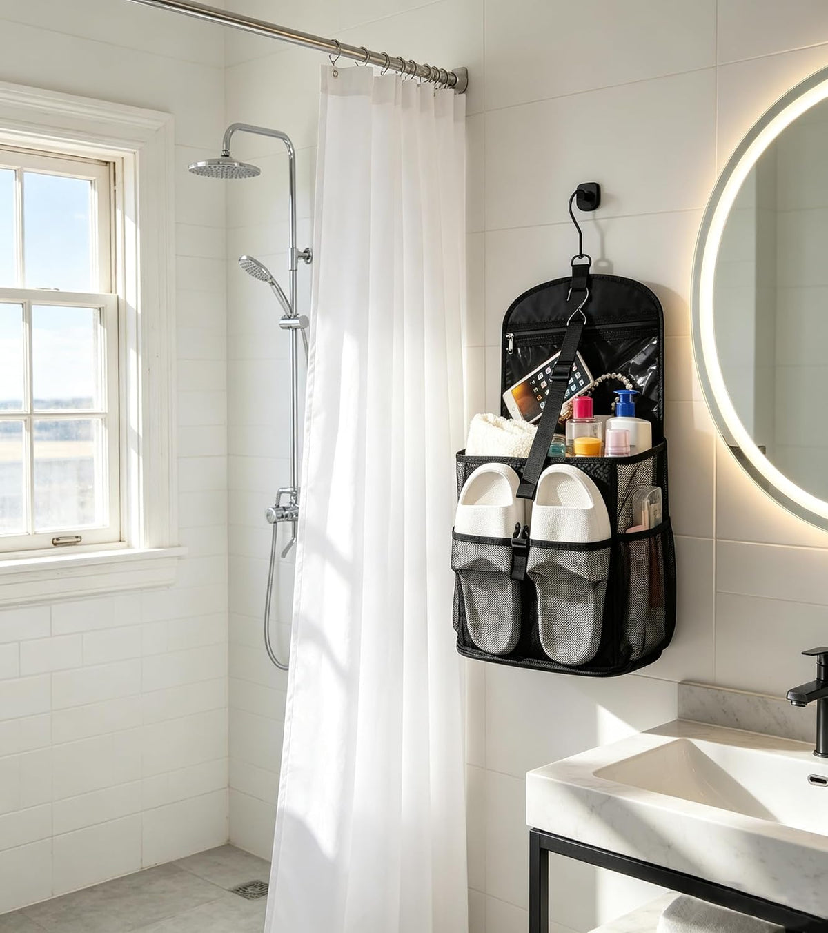 Mesh Shower Caddy Portable Shower Bag for College Dorm Room Essentials
