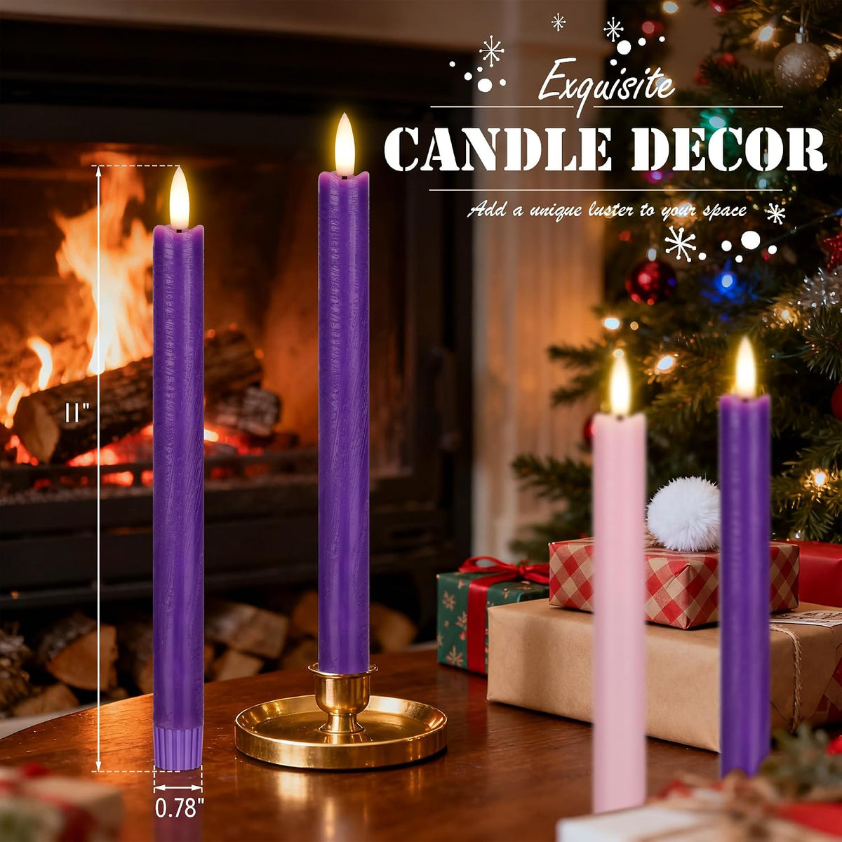 Flameless Taper Candles with Remote, Real Wax LED Advent Candles
