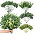 100 Pcs Mixed Artificial Eucalyptus Stems Leaves Bulk, 4 Kinds Faux Greenery Silver Dollar Dried Flowers Plant Leaves for Wedding Decor Centerpieces Vase Bouquet Floral Arrangements