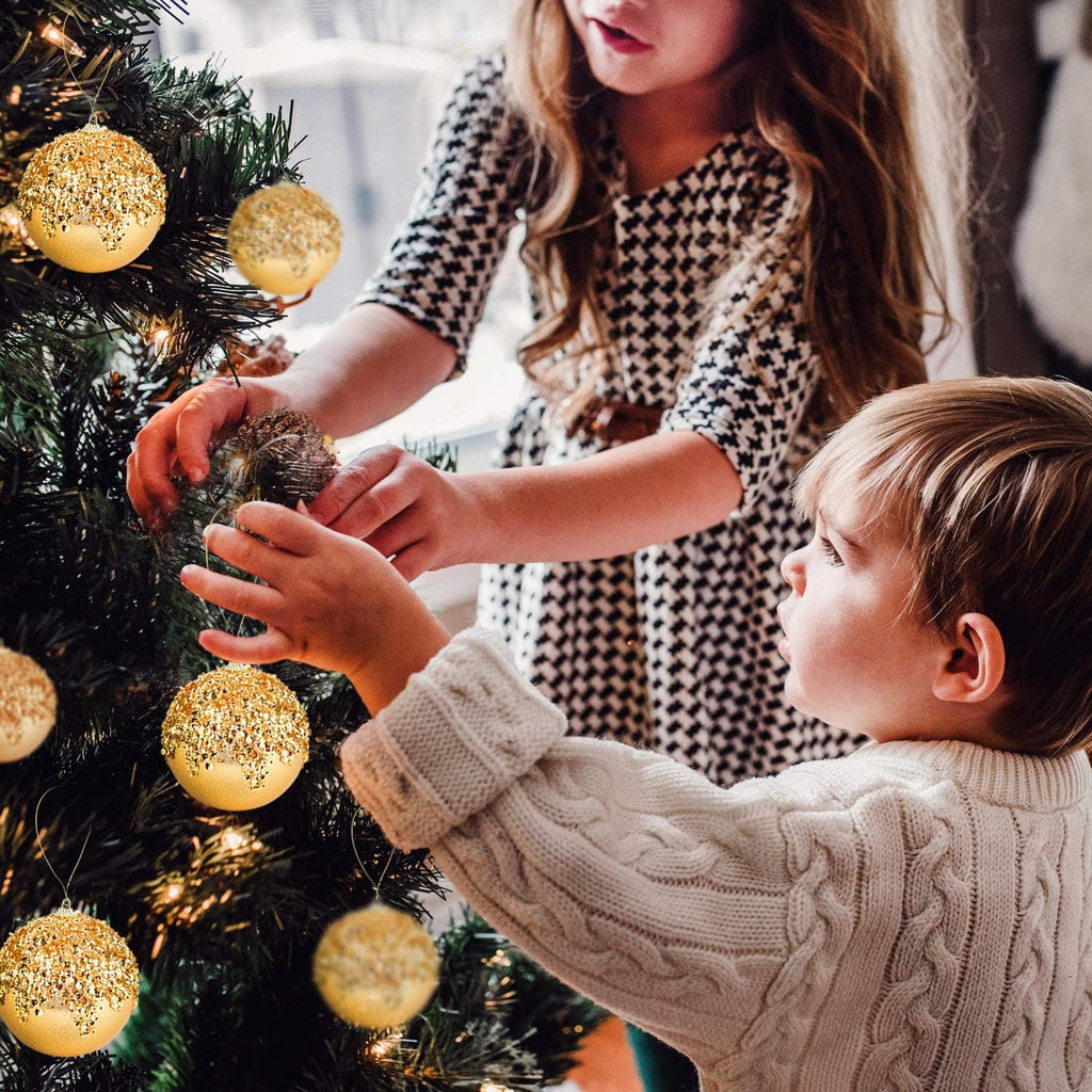 4pc Gold Christmas Ball Ornaments, Shatterproof Christmas Ball Decorations for Trees, Wedding Party Holiday Decorations