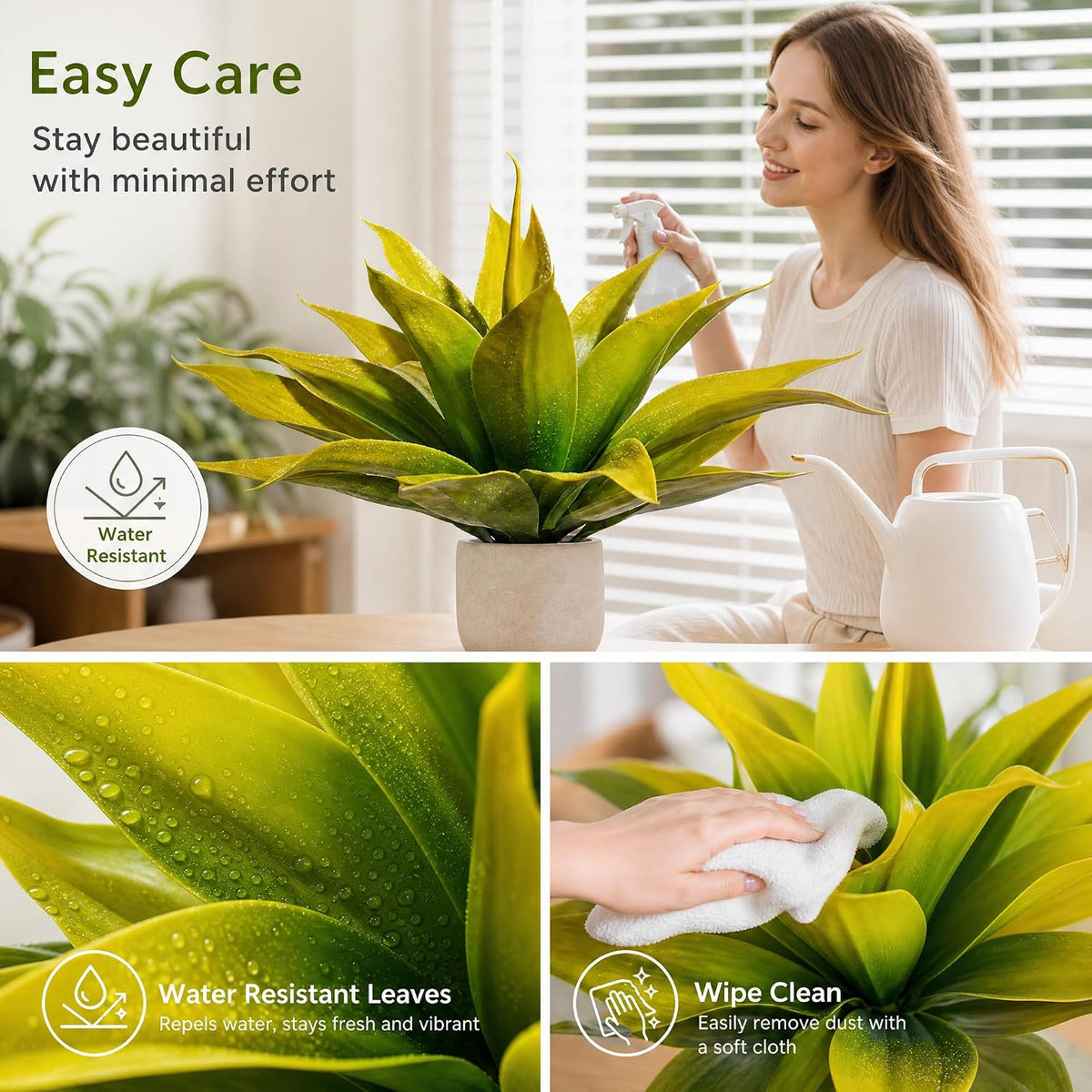 Ttranewsoo 2-Pack 22-Inch Large Artificial Agave Plants, UV Resistant Faux Desert Plants Outdoor and Realistic Greenery for Planters, Porch, Patio, Garden, Entryway and Indoor Decor, Yellow