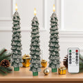 Flameless Christmas Tree Taper Candles with Remote Set of 3, Snowflake