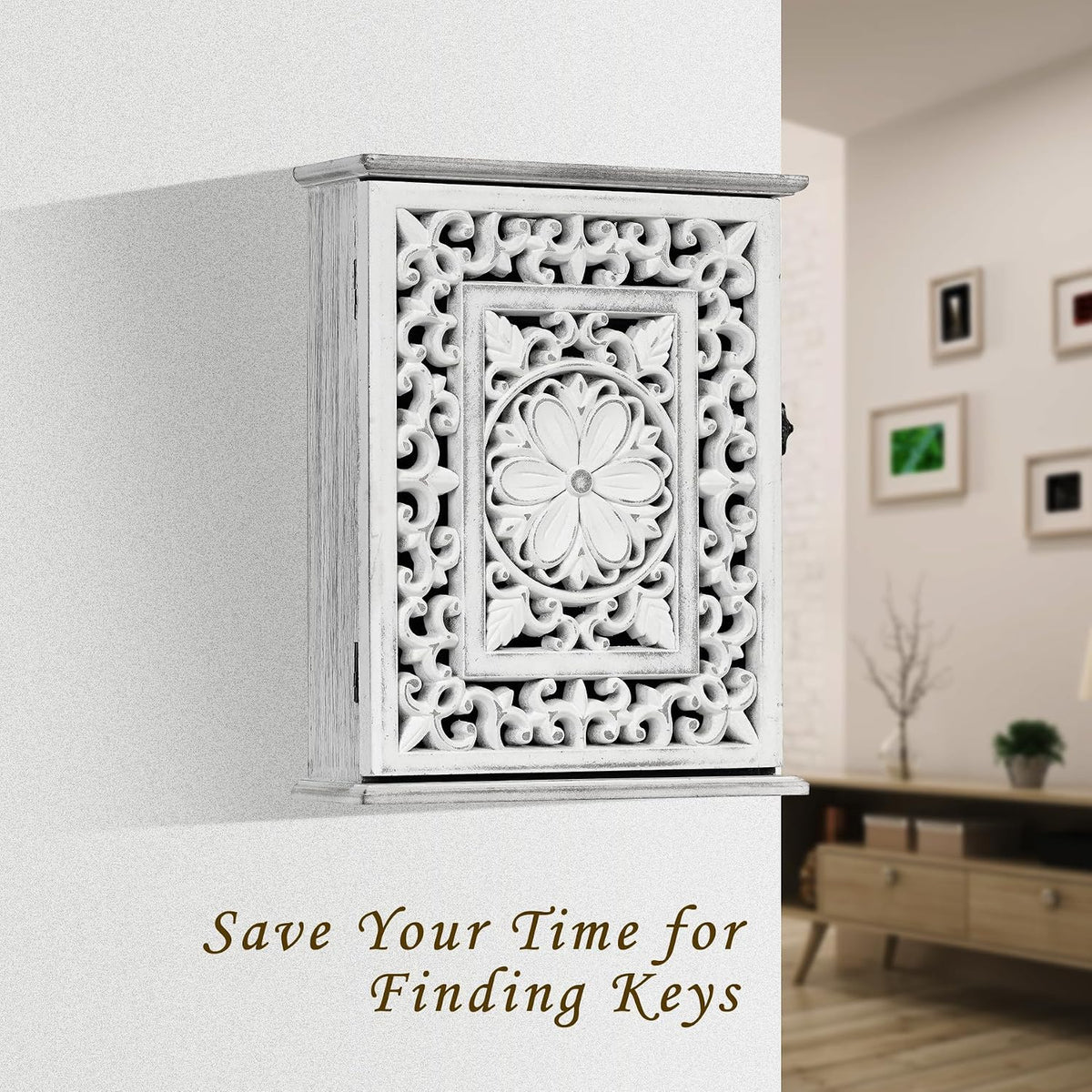 Wooden Key Holder for Wall, Key Box Key Cabinet, Key Hooks Wall