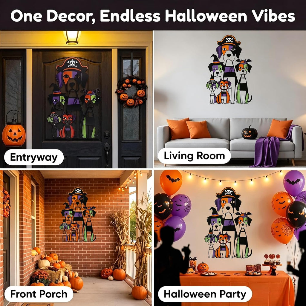 WQLLWFC Halloween Decor Metal Dog Wall Art Fall Decorations for Home